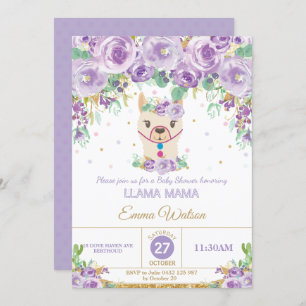 Invitation Fille mignonne florale pourpre de maman baby