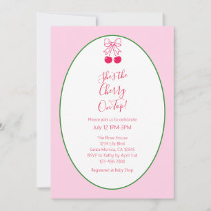 Invitation Fille Moderne Baby Shower Cerise Sur Le Gâteau
