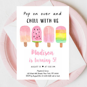 Invitation Fille Moderne Popsicle Chill Avec Nous Anniversair