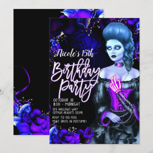 Invitation Fille morte vif violette Rose fête d'anniversaire