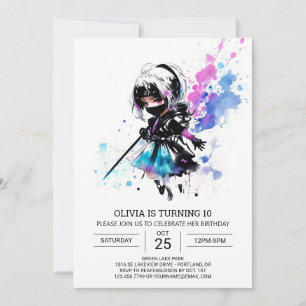 Invitation Fille Ninja Digital Girl Anniversaire