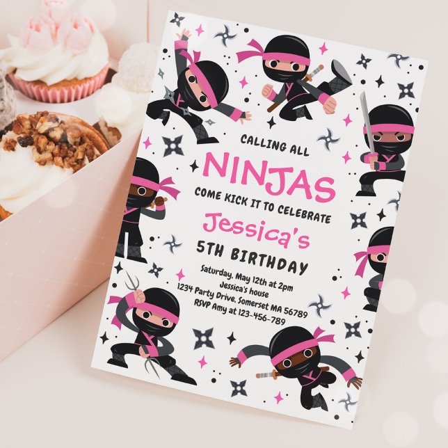 Invitation Fille Ninja Karate Arts martiaux fête d'anniversai (Créateur téléchargé)