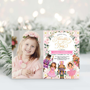 Invitation Fille Nutcracker Blush Floral hiver fête d'anniver