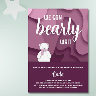Invitation Fille on peut attendre Baby shower