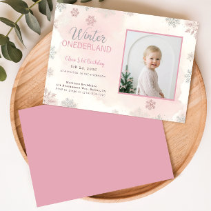 Invitation Fille Onederland Hiver Photo Premier Anniversaire
