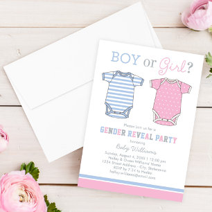Invitation Fille ou garçon Fête de révélation du sexe du bébé