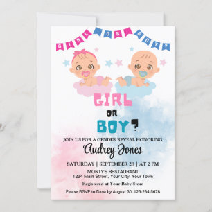 Invitation Fille ou garçon Révélation du sexe du bébé à la do