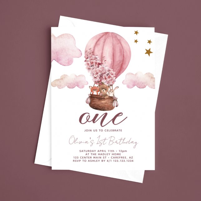 Invitation Fille Ourson 1er Anniversaire (Créateur téléchargé)