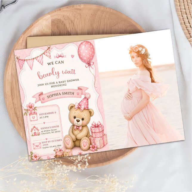 Invitation Fille ourson Fête prénatale Photo (Créateur téléchargé)