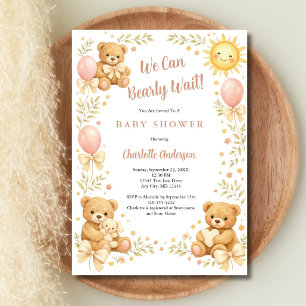 Invitation Fille Ourson Nous Pouvons à peine attendre Baby Sh