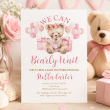 Fille Ourson Rose Fête Prénatale à Peine Attendre