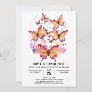 Invitation Fille papillon imprimable Fille Anniversaire