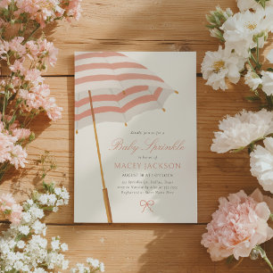 Invitation Fille parapluie rose et or Baby Sprinkle