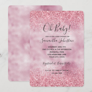 Invitation Fille Parties scintillant de verre rose étincelant