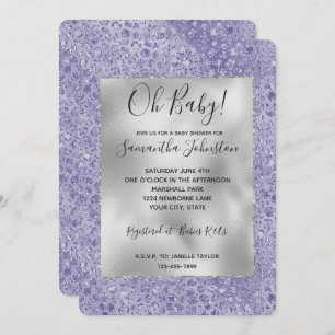 Invitation Fille Parties scintillant violet Empreinte de léop