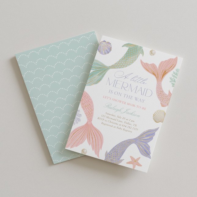 Invitation Fille Pastel Baby Shower Sirène (Créateur téléchargé)