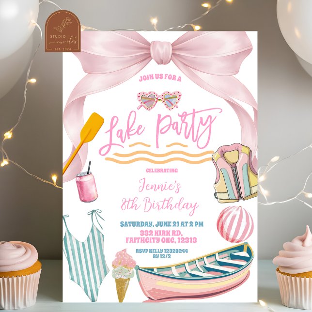 Invitation Fille pastel rose à l'arcade lac fête d'anniversai (Créateur téléchargé)