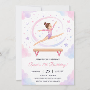 Invitation Fille Personnalisée Gymnastique Anniversaire