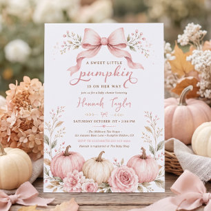 Invitation Fille Petit Citrouille Rose Arc-en-ciel Baby Showe