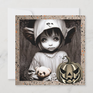 Invitation Fille peu rassurante avec de grands yeux Halloween