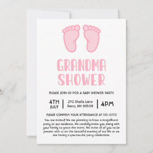 Invitation Fille pieds premier Baby shower grand-mère