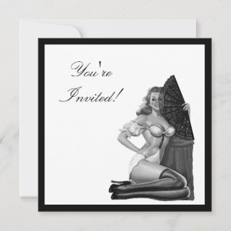 Invitation Fille Pin-Up de Style Noir & Blanc 21
