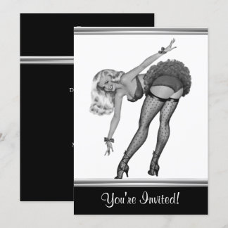 Invitation Fille pin-up de style noir et blanc 19