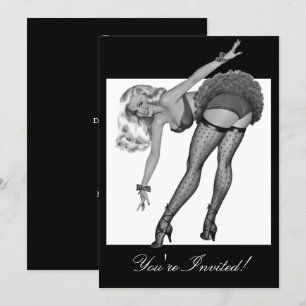 Invitation Fille pin-up de style noir et blanc 19