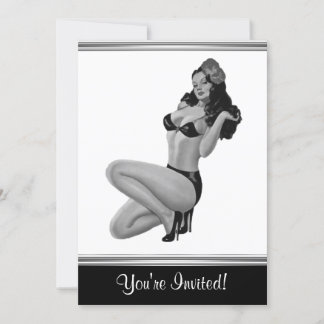 Invitation Fille pin-up de style noir et blanc 20 ans