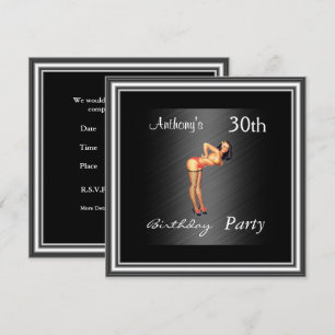 Invitation Fille pin-up et fête d'anniversaire noire