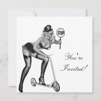 Invitation Fille Pin-Up Style Noir & Blanc 1