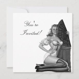 Invitation Fille Pin-Up Style Noir & Blanc 21