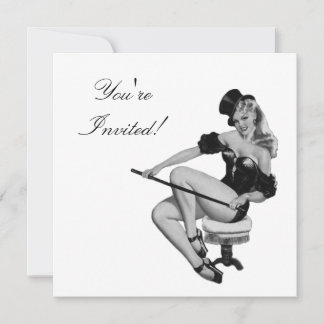 Invitation Fille Pin-Up Style Noir & Blanc 5