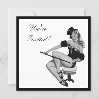 Invitation Fille Pin-Up Style Noir & Blanc 5