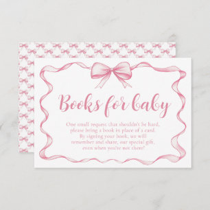 Invitation Fille Pink Bow Baby showers Livres pour Baby Card