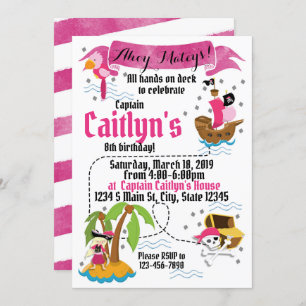 Invitation Fille Pirate Anniversaire
