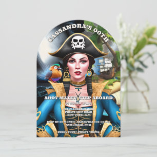 Invitation Fille pirate thème de fête de l'île aux oiseaux co