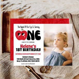 Invitation Fille Pomme De Nos Yeux 1er Anniversaire Photo Fêt