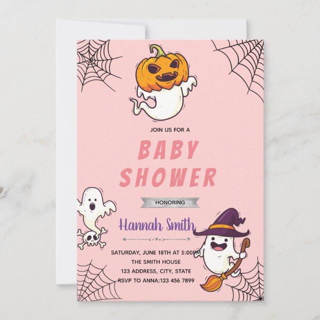 Invitation fille pour baby shower fantôme d'Hallow (Devant)