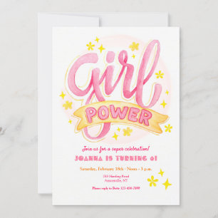 Invitation Fille Power fête d'anniversaire