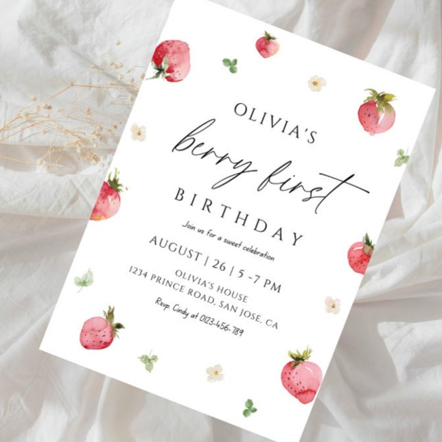 Invitation Fille premier anniversaire aux fruits - Fête douce (Créateur téléchargé)
