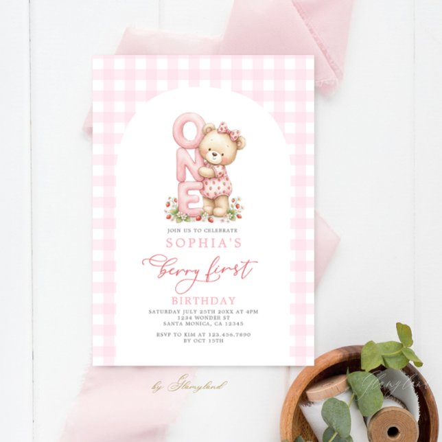 Invitation Fille premier anniversaire Berry (Créateur téléchargé)