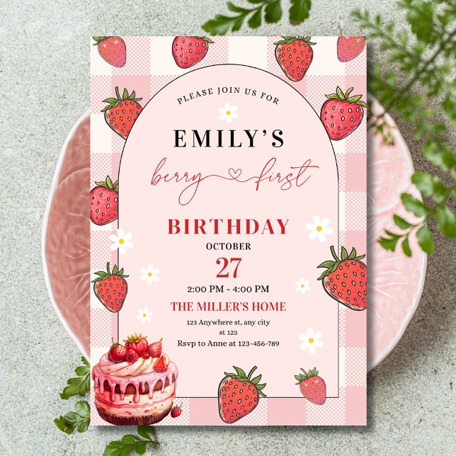 Invitation Fille premier anniversaire Berry Fête d'anniversai (Créateur téléchargé)