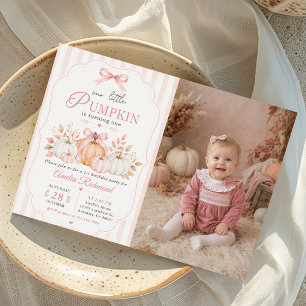 Invitation Fille premier anniversaire citrouille arc orange r