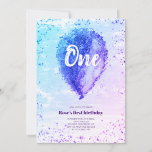 Invitation Fille premier anniversaire Parties scintillant Omb