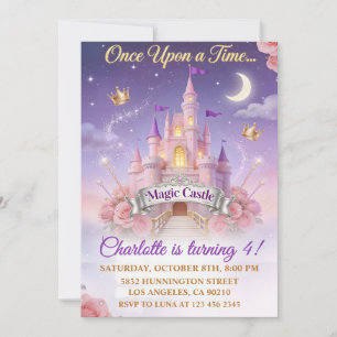 Invitation Fille Princesse Château Magique Anniversaire Il ét