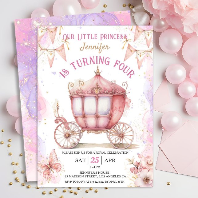 Invitation Fille Princesse Il était une fois 4e anniversaire (Créateur téléchargé)
