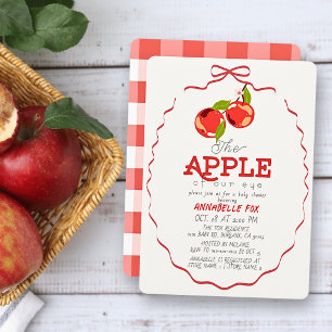 Invitation Fille Pruneau de Nos Yeux Baby Shower Rouge