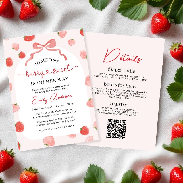 Invitation Fille QR Code Berry Sweet All in One Baby shower (Créateur téléchargé)