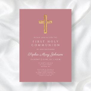Invitation Fille Religieuse Rose Poussiéreuse Moderne Premièr